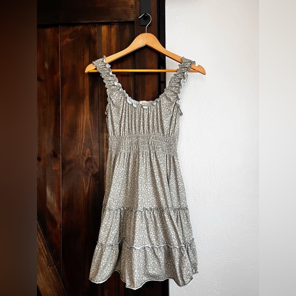 Altar'd State Sage Floral Ruffle Mini Dress